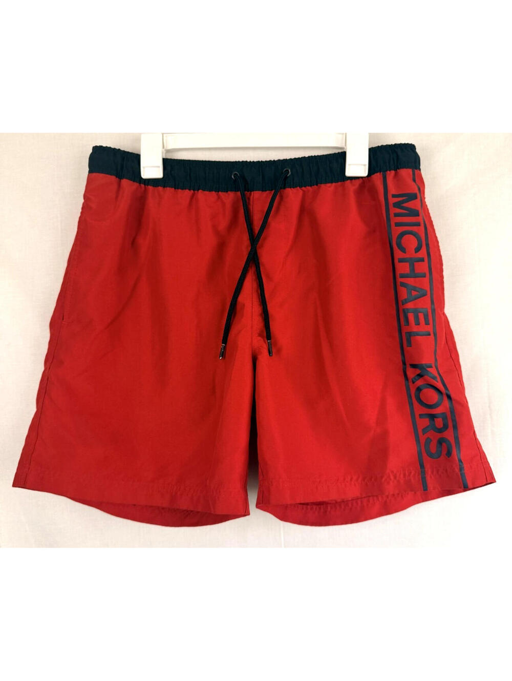 Michael Kors Swim Shorts Trunks Mens Large Red Logo Lined Drawstring Pockets